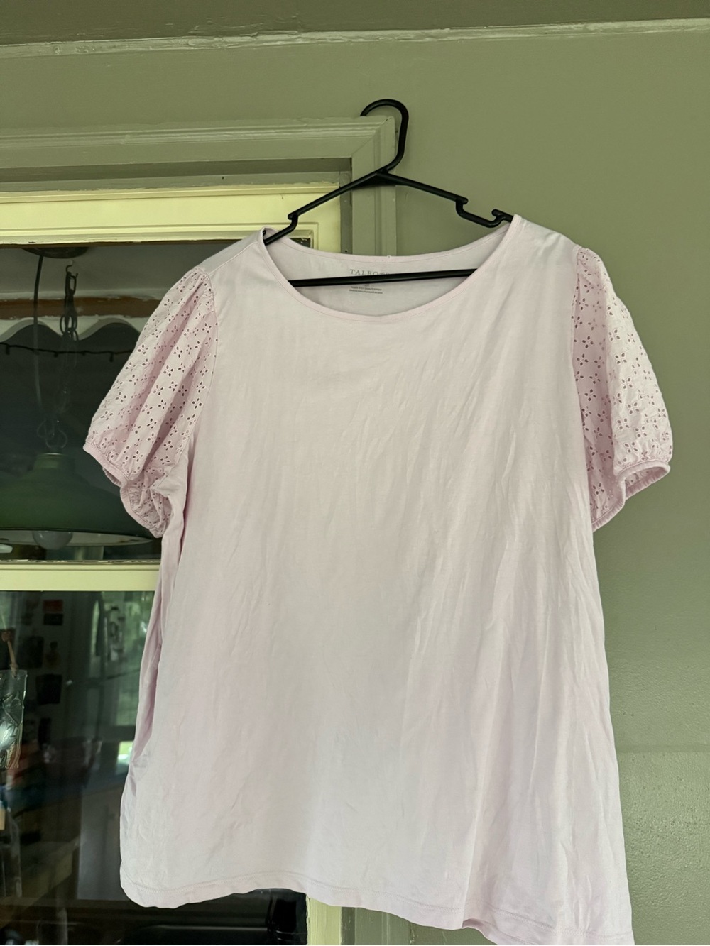 Talbots Light Pink Cotton Tee with Eyelet Puff Sleeves